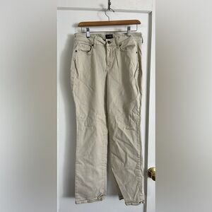 NYDJ Women’s Size 10 Petite Marilyn Straight Cream Colour Jeans